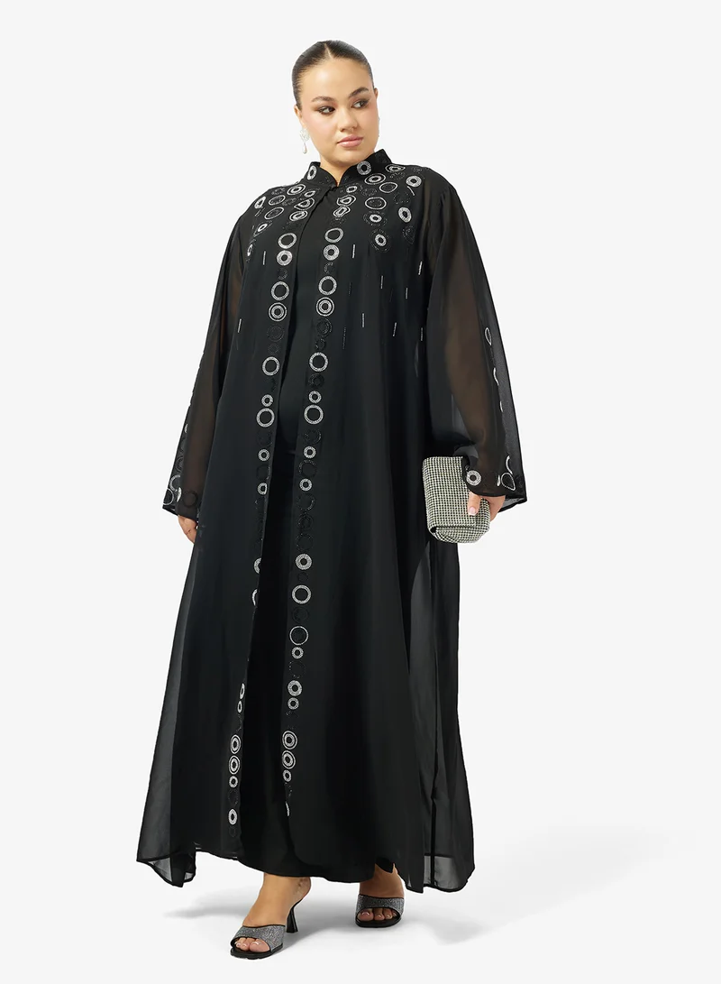 Khizana  Plus Size Abaya Set With Shimmer Trim for Women | Best Price UAE
